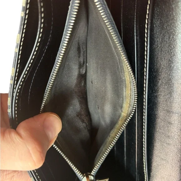 Authentic Vintage Fendi Zucchino Canvas Long Wallet - Navy & Beige - EUC - Picture 6 of 15